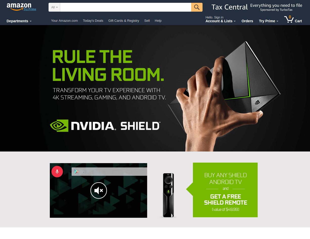 amazon landing page above the fold